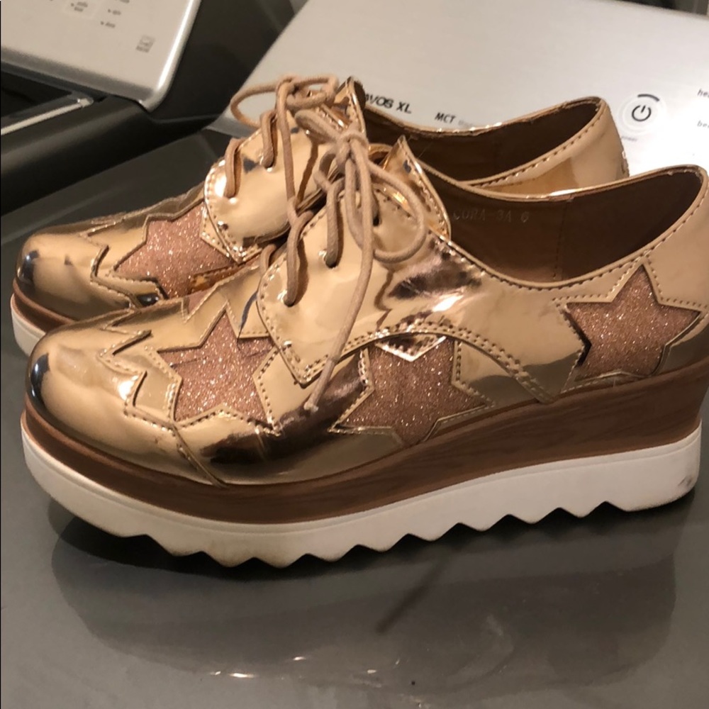 Rose Gold Star Flatform Oxfords